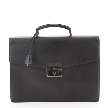 Prada Squeeze Lock Briefcase Leather