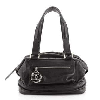 Chanel Square Stitch Bowler Bag Quilted Calfskin Medium