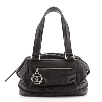 Chanel Square Stitch Bowler Bag Quilted Calfskin Medium