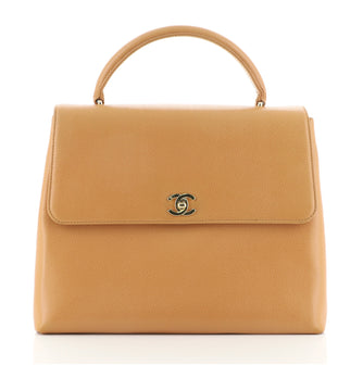 Chanel Vintage Classic Top Handle Flap Bag Caviar Jumbo
