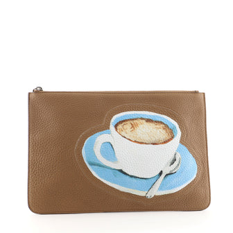 Fendi Zip Pouch Applique Leather Medium