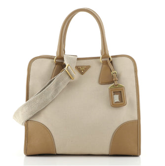 Prada Convertible Tote Canvas and Saffiano Leather Large