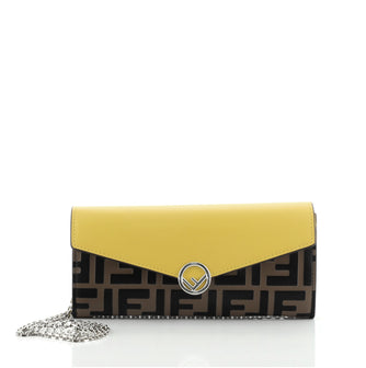 Fendi Kan I F Continental Wallet on Chain Zucca Embossed Leather