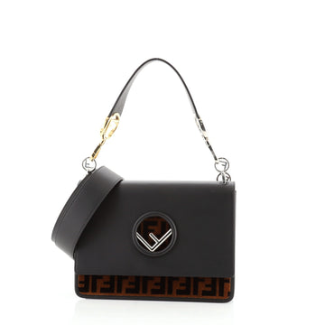 Fendi Kan I F Shoulder Bag Leather with Zucca Embossed Detail Medium