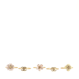 Chanel CC Camellia Stackable 5 Ring Set Metal with Enamel