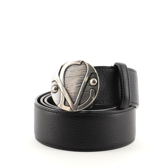 Louis Vuitton Round Logo Plague Buckle Belt Monogram Canvas Wide
