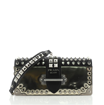 Prada Cahier Convertible Clutch Studded City Calf and Saffiano Leather