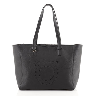 Salvatore Ferragamo Marta Tote Perforated Leather Medium