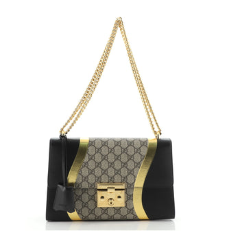 Gucci Padlock Shoulder Bag GG Coated Canvas and Leather Medium