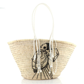 Celine Classic Panier Bucket Bag Limited Edition David Kramer Sequin Embellished Woven Raffia