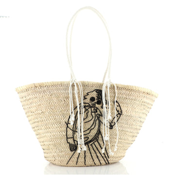 Celine Classic Panier Bucket Bag Limited Edition David Kramer Sequin Embellished Woven Raffia