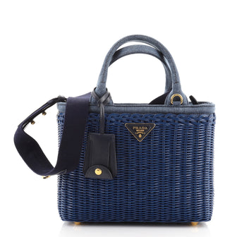 Prada Basket Bag Wicker with Canapa Small