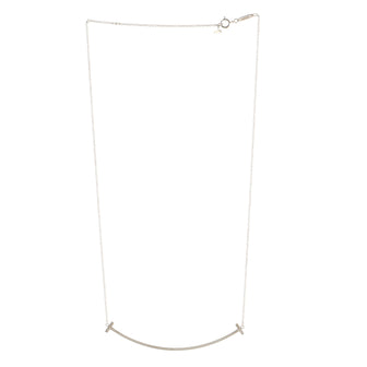 Tiffany & Co. T Smile Pendant Necklace 18K White Gold XL