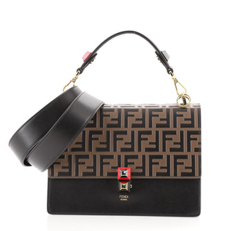 Fendi Kan I Bag Zucca Embossed Leather Medium
