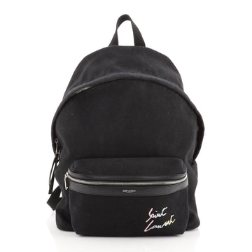 Saint Laurent City Backpack Embroidered Canvas Medium