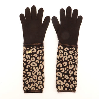 Louis Vuitton Gloves Leopard Print Cashmere Blend Long