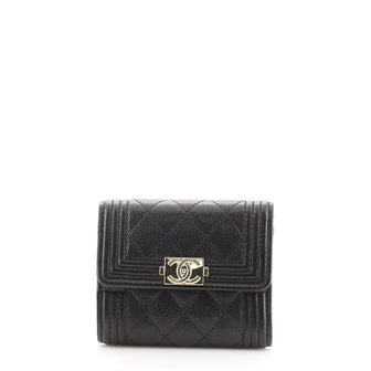 Chanel Boy Bifold Wallet Quilted Caviar Compact
