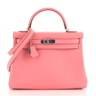 Hermes Kelly Handbag Verso Evercolor with Palladium Hardware 32