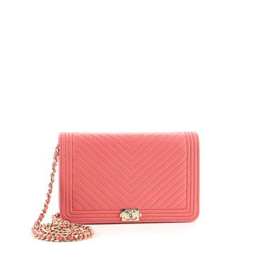 Chanel Boy Wallet on Chain Chevron Calfskin