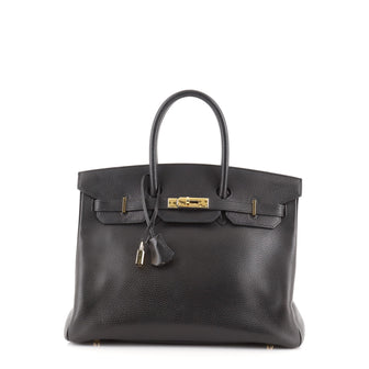 Hermes Birkin Handbag Black Ardennes with Gold Hardware 35