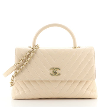 Chanel Coco Top Handle Bag Chevron Calfskin Large