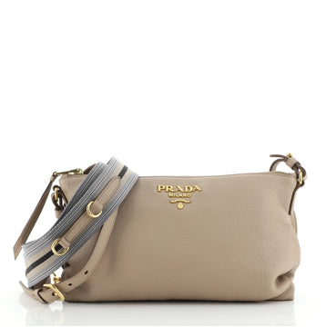 Prada Dual Strap Flat Crossbody Bag Vitello Daino Medium