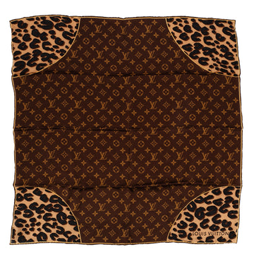Louis Vuitton Square Scarf Monogram Leopard Printed Silk