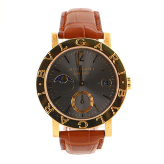 Bvlgari Bvlgari Moonphase Automatic Watch Yellow Gold and Alligator 38