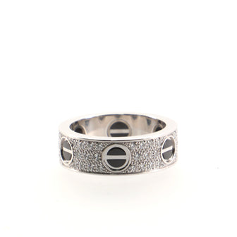 Cartier Love Band Paved Diamonds Ring 18K White Gold with Diamonds and Ceramic