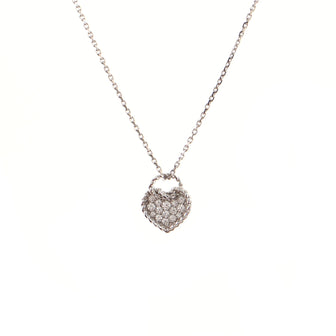 Cartier Heart Paved Diamond Pendant Necklace 18K White Gold and Diamonds