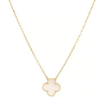 Van Cleef & Arpels Vintage Alhambra Pendant Necklace 18K Yellow Gold and Mother of Pearl