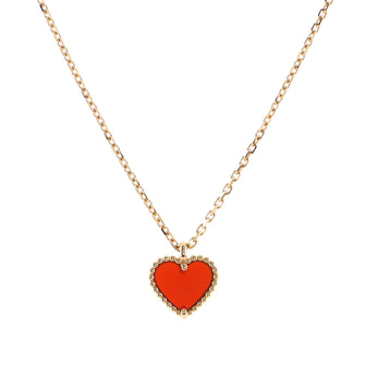 Van Cleef & Arpels Sweet Alhambra Heart Pendant Necklace 18K Rose Gold and Carnelian