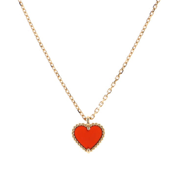 Van Cleef & Arpels Sweet Alhambra Heart Pendant Necklace 18K Rose Gold and Carnelian