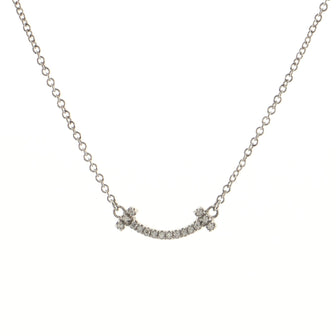 Tiffany & Co. T Smile Pendant Necklace 18K White Gold with Diamonds Mini