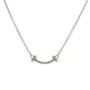 Tiffany & Co. T Smile Pendant Necklace 18K White Gold with Diamonds Mini