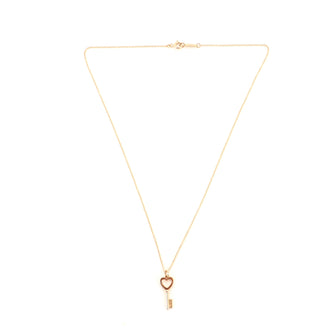 Tiffany & Co. Heart Key Pendant Necklace 18K Rose Gold Mini