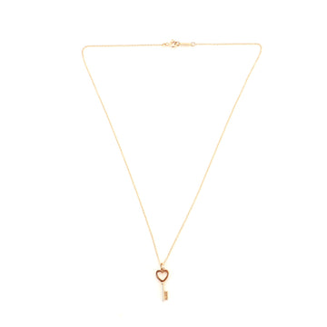 Tiffany & Co. Heart Key Pendant Necklace 18K Rose Gold Mini