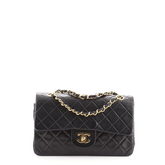 Chanel Vintage Classic Double Flap Bag Quilted Lambskin Small