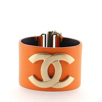 Chanel CC Cuff Bracelet Leather with Metal