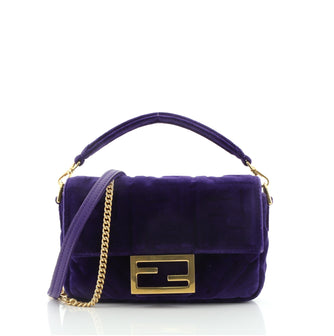 Fendi Baguette NM Bag Zucca Embossed Velvet Mini