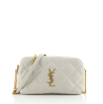 Saint Laurent Becky Double Zip Crossbody Pouch Quilted Leather Mini