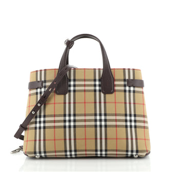 Burberry Banner Tote Vintage Check Canvas Medium