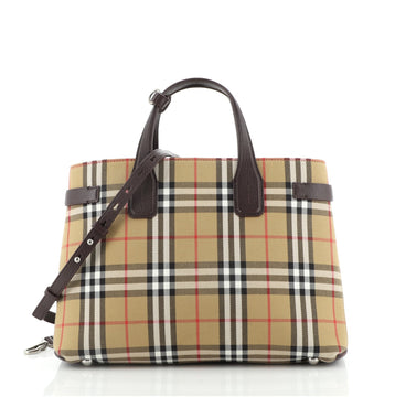 Burberry Banner Tote Vintage Check Canvas Medium