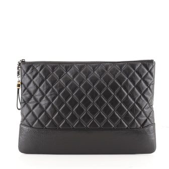 Chanel Gabrielle O Case Clutch Quilted Iridescent Calfskin Large
