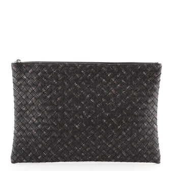 Bottega Veneta Zip Pouch Printed Intrecciato Nappa XL