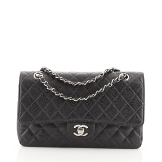 Chanel Vintage Classic Double Flap Bag Quilted Caviar Medium