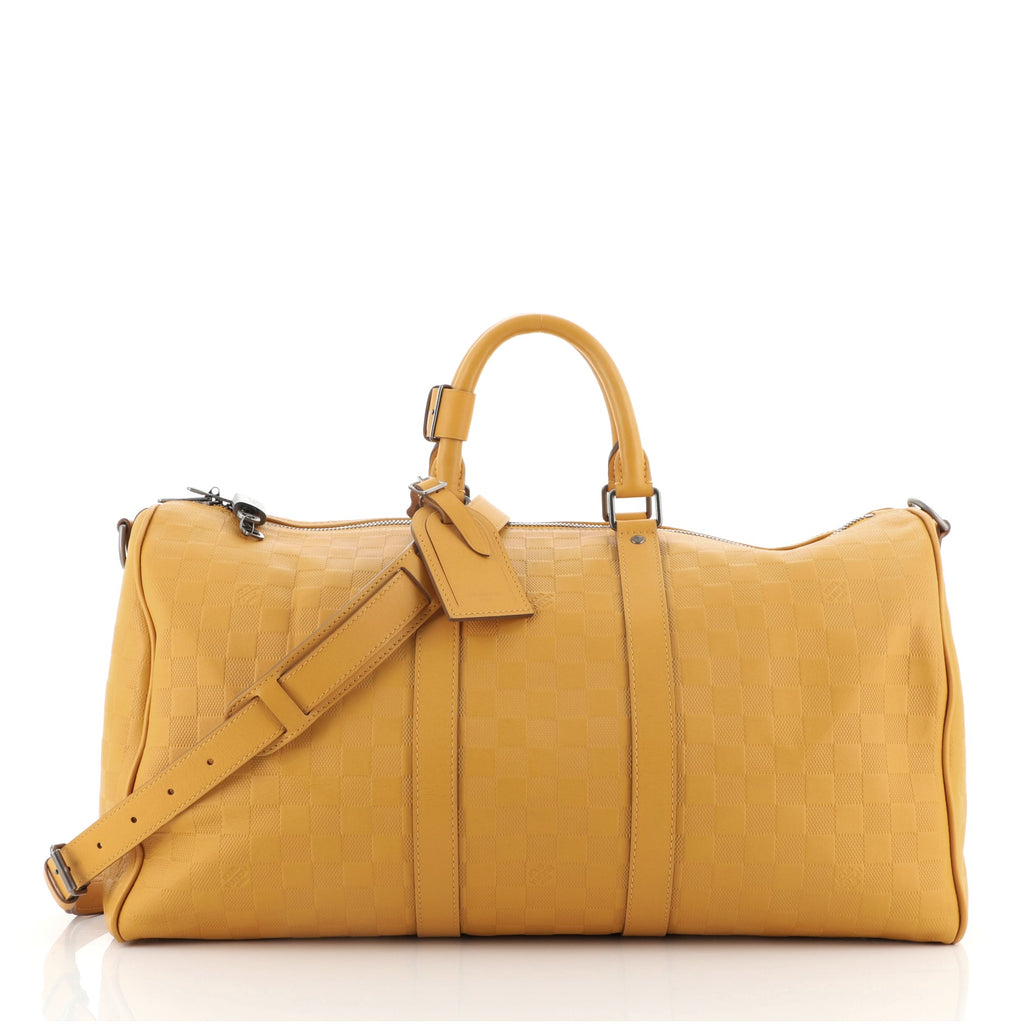 LOUIS VUITTON Mustard Damier Infini 45 cm Keepall Bandouliere Luggage Bag  Leather ref.144894 - Joli Closet