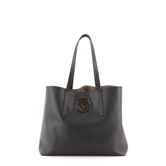 Fendi Logo Shopper Tote Leather