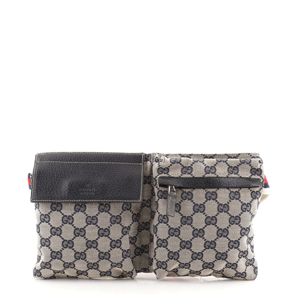 Gucci Vintage Double Belt Bag GG Canvas  Bags, Waist bag leather, Vintage  gucci