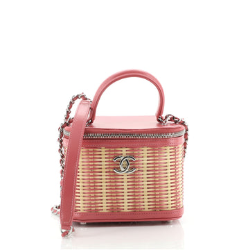 Chanel Vanity Case Rattan and Calfskin Small